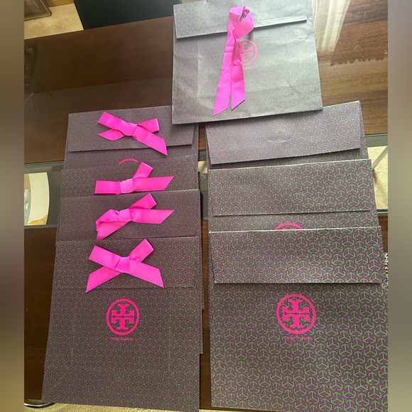 Tory Burch Handbags - Tory Burch Shopping Bag Lot of 8 - pink bows purple & green pattern
